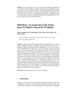 Ballotshare: an Exploration of the Design Space for Digital Voting in the Workplace