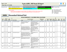 SHEN Shenandoah National Park ROAD INVENTORY (1100 SERIES FMSS LOCATIONS)