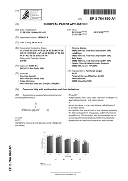 Cupuassu Fatty Acid Amidoamines and Their Derivatives