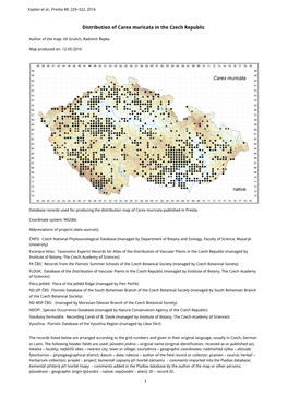 1 Distribution of Carex Muricata in the Czech Republic