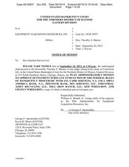 Case 09-39937 Doc 805 Filed 09/19/12 Entered 09/19/12 15:35:40 Desc Main Document Page 1 of 26