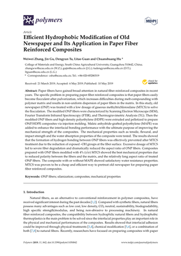 Efficient Hydrophobic Modification of Old Newspaper and Its Application
