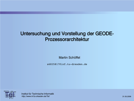 Untersuchung Und Vorstellung Der GEODE- Prozessorarchitektur