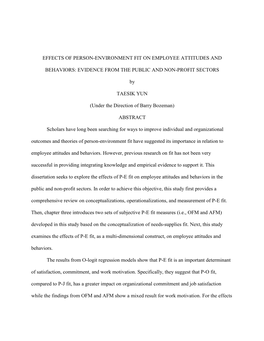 Effects of Person-Environment Fit on Employee Attitudes And