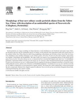 Morphology of Four New Solitary Sessile Peritrich Ciliates from the Yellow Sea, China, with Description of an Unidentified Speci