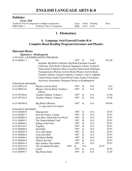 English Language Arts K-8