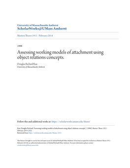 Assessing Working Models of Attachment Using Object Relations Concepts