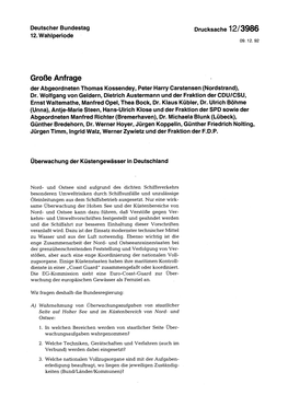 Große Anfrage Der Abgeordneten Thomas Kossendey, Peter Harry Carstensen (Nordstrand), Dr