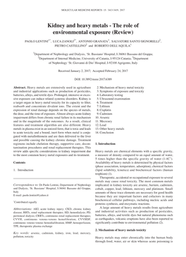 Kidney and Heavy Metals - the Role of Environmental Exposure (Review)