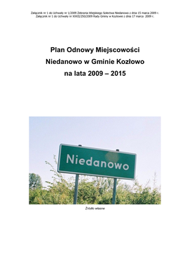 Plan Odnowy Miejscowości Niedanowo W Gminie Kozłowo Na Lata 2009 – 2015