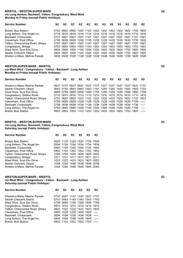 BRISTOL - WESTON-SUPER-MARE X2 Via Long Ashton, Backwell, Yatton, Congresbury, West Wick Monday to Friday (Except Public Holidays)