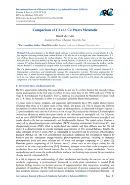 Comparison of C3 and C4 Plants Metabolic