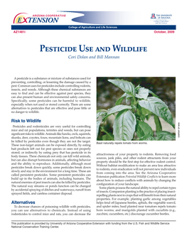 Pesticide Use and Wildlife Cori Dolan and Bill Mannan