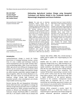 Delineating Agricultural Landuse Change Using Geospatial Techniques and Markov Model in the Tarakanda Upazila of Mymensingh