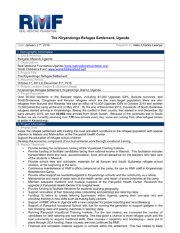 The Kiryandongo Refugee Settlement, Uganda