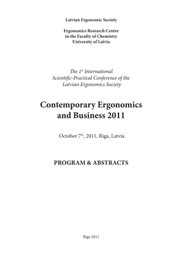 Contemporary Ergonomics and Business 2011