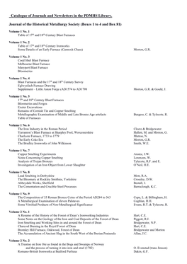 Catalogue of Journals and Newsletter in the PDMHS Library