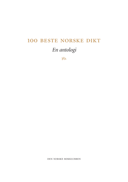 100 Beste Norske Dikt En Antologi 