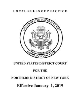 Effective January 1, 2019 UNITED STATES DISTRICT COURT for the NORTHERN DISTRICT of NEW YORK Forward