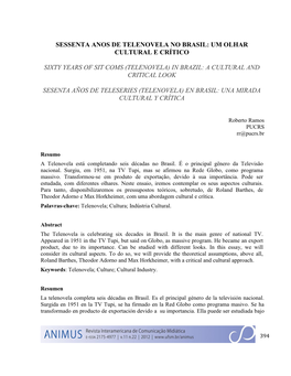 60 Anos De Televenovela No Brasil: Uma Abordagem Cultural