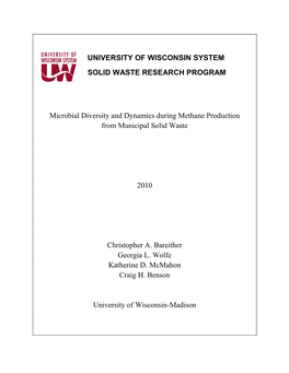 University of Wisconsin System Solid Waste Research Program