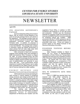 NEWSLETTER (((((((((((((((((((((((((((((((((((((((((((((((((( April 1994