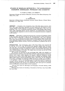 STUDIES of Brazillan METEORITES. II. the AVANHANDAVA CHONDRITE: MINERALOGY, PETROLOGY and CHEMISTRY