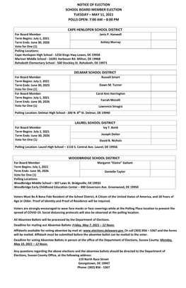 May 11, 2021 Polls Open: 7:00 Am – 8:00 Pm