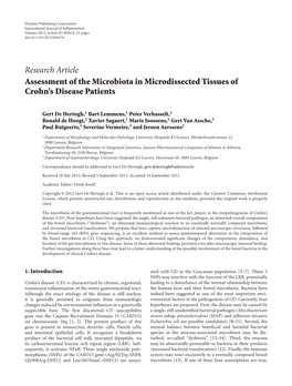 Assessment of the Microbiota in Microdissected Tissues of Crohn's