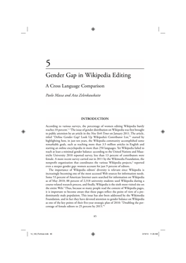 Gender Gap in Wikipedia Editing