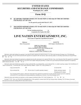 LIVE NATION ENTERTAINMENT, INC. (Exact Name of Registrant As Specified in Its Charter) ______