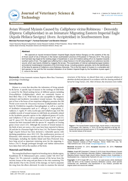 Avian Wound Myiasis Caused by Calliphora Vicina Robineau