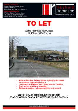 Unit 7 Horace Green Business Centre, Station Works, Cononley, West Yorkshire, Bd20 8Ln