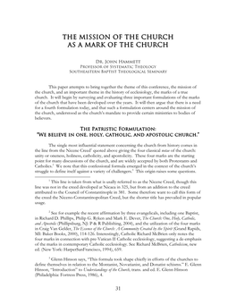 The Mission of the Church As a Mark of the Church