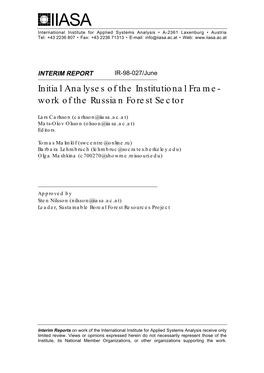 Work of the Russian Forest Sector