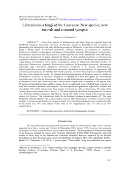 Lichenicolous Fungi of the Caucasus: New Species, New Records and a Second Synopsis