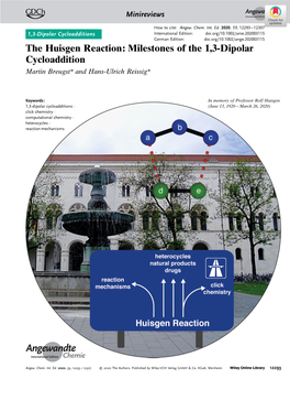 The Huisgen Reaction: Milestones of the 1,3‐Dipolar Cycloaddition