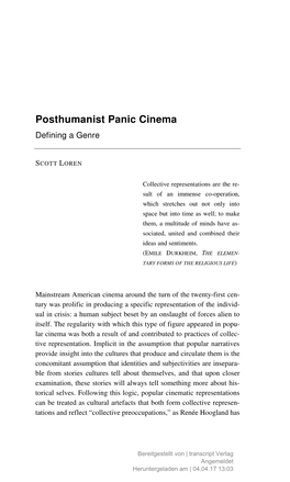 Posthumanist Panic Cinema Defining a Genre