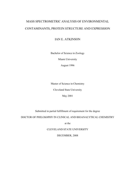 Mass Spectrometric Analysis of Environmental