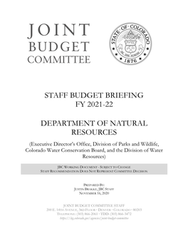 Staff Budget Briefing Fy 2021-22