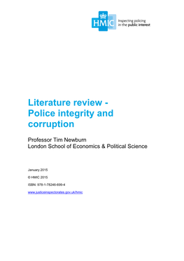 Literature Review - Police Integrity and Corruption