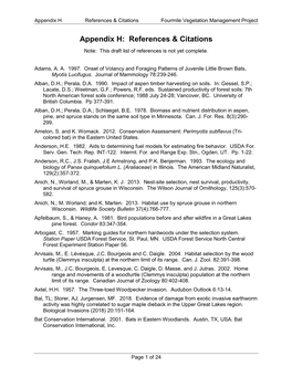 Appendix H References & Citations Fourmile Vegetation Management Project