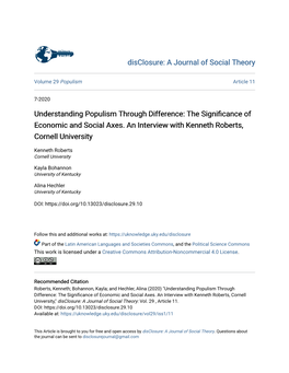 Understanding Populism Through Difference: the Significance of Economic and Social Axes