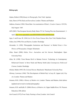 Bibliography Adams, Robert (1996) Beauty in Photography, New York