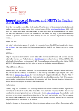 Importance of Sensex and NIFTY in Indian Stock Markets