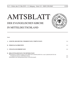 Amtsblatt Der Evangelischen Kirche in Mitteldeutschland