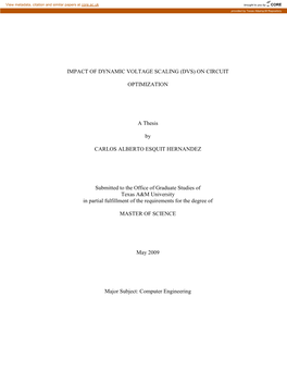 Impact of Dynamic Voltage Scaling (Dvs)