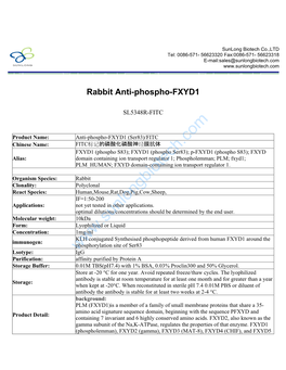 Rabbit Anti-Phospho-FXYD1-SL5348R-FITC