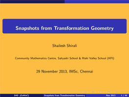 Snapshots from Transformation Geometry