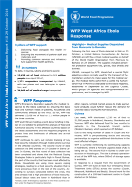 WFP West Africa Ebola Response Situation Report #10 29 October 2014    to Indate, Guinea,And Sierra Liberia Leone: Then Under the Regional Emergency Operation